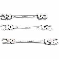 ToolPRO Spanner Set - Flare Nut, Flex Head, 3 Piece, Metric