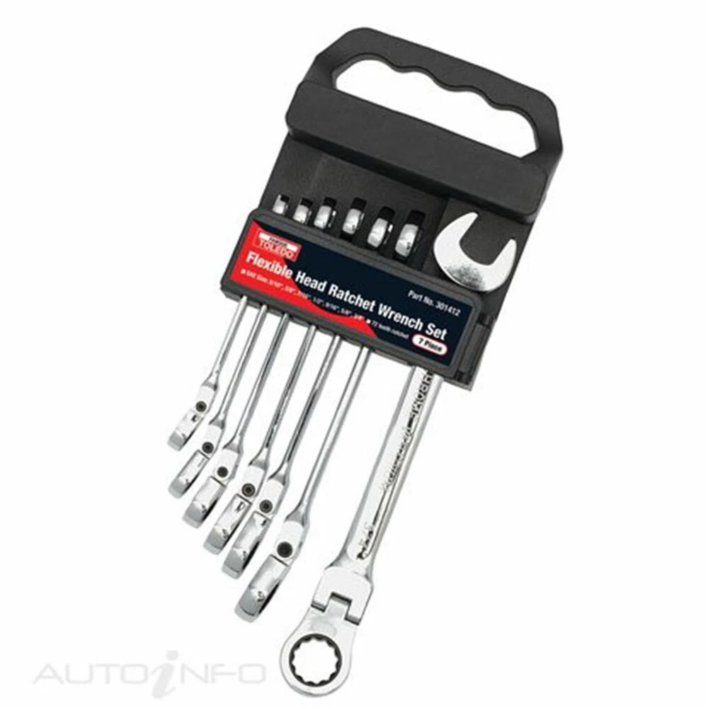Toledo Flex Head Ratchet Wrench Set - Imperial - 301412 3 Toledo Flex Head Ratchet Wrench Set - Imperial - 301412